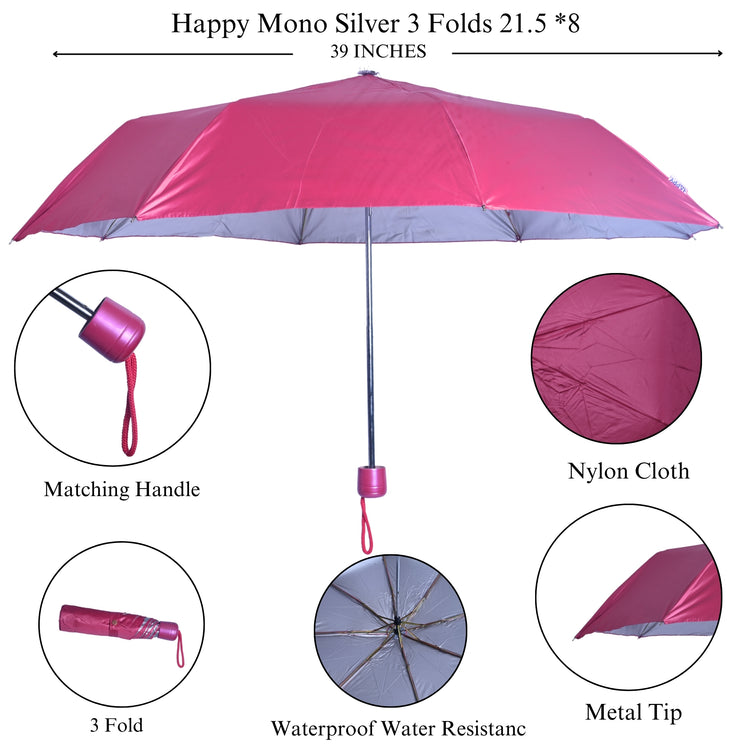 LADIES 3 FOLD UMBRELLA - 21.5x8