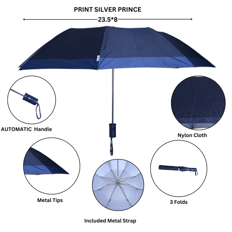 MENS 2 FOLD AUTO UMBRELLA - 25x8 - PRINTED