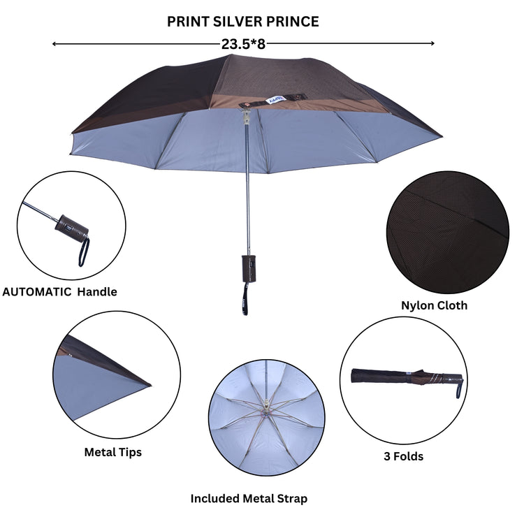 MENS 2 FOLD AUTO UMBRELLA - 25x8 - PRINTED