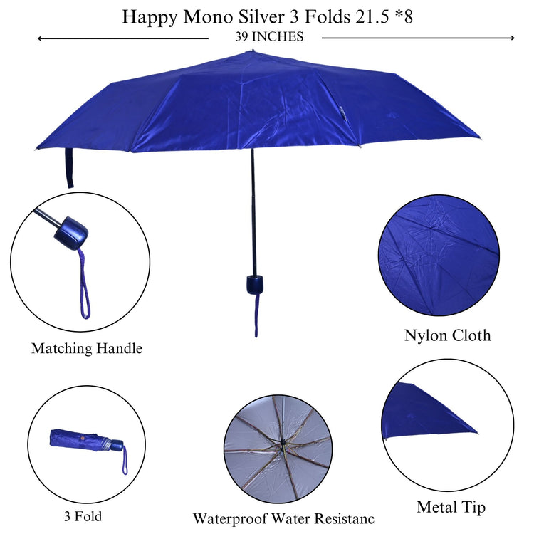 LADIES 3 FOLD UMBRELLA - 21.5x8