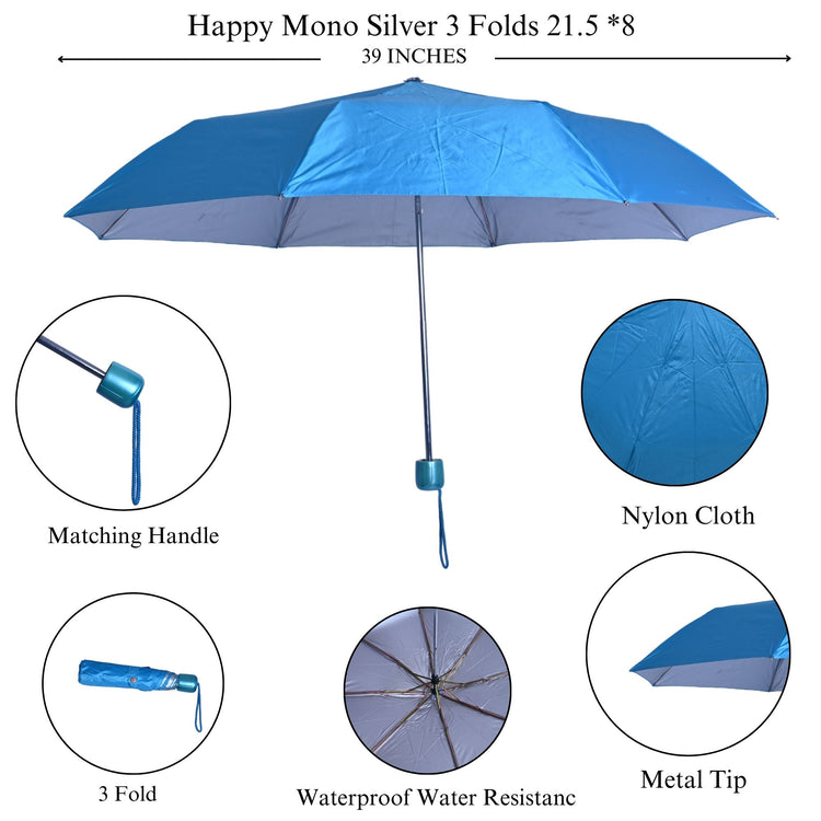 LADIES 3 FOLD UMBRELLA - 21.5x8