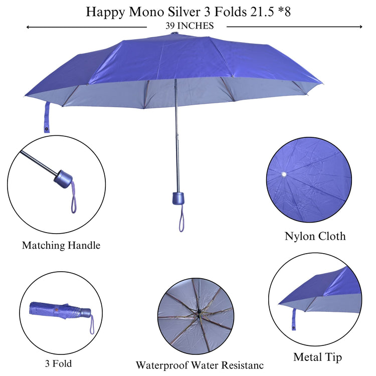 LADIES 3 FOLD UMBRELLA - 21.5x8