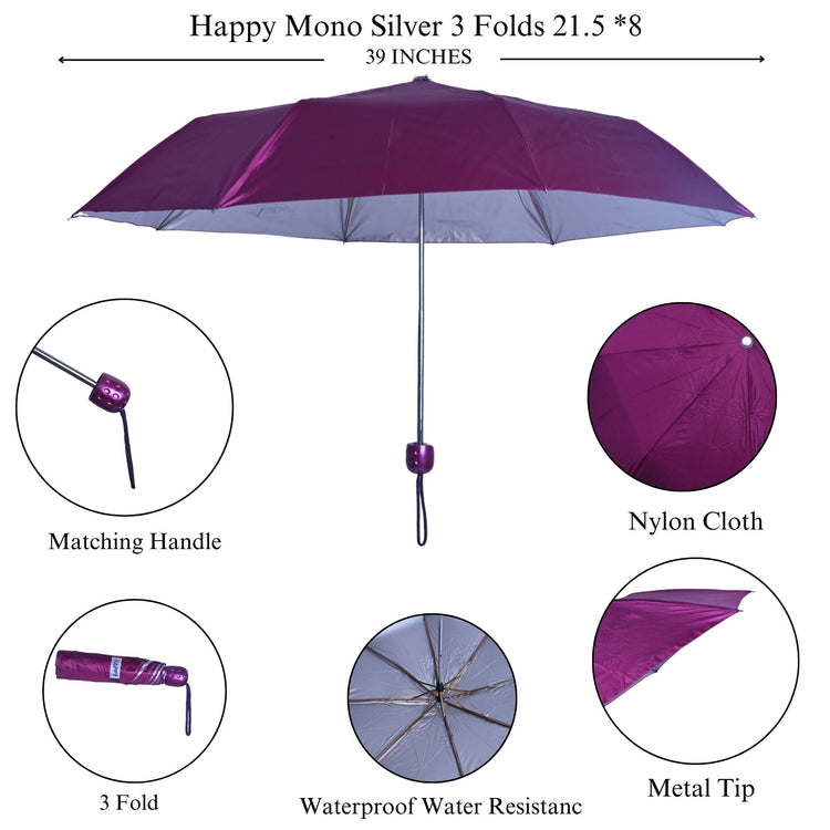 LADIES 3 FOLD UMBRELLA - 21.5x8