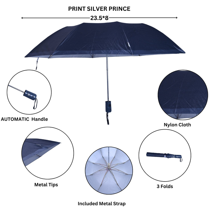 MENS 2 FOLD AUTO UMBRELLA - 25x8 - PRINTED
