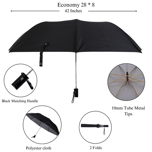 28x8 2 Fold Happy Black Silver Polyester