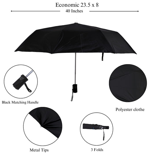 23.5x8 3-Fold Happy Black Silver Polyester